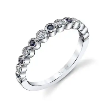 White Gold Round White Gold & Blue Sapphire Stackable Wedding Band - Béatrice