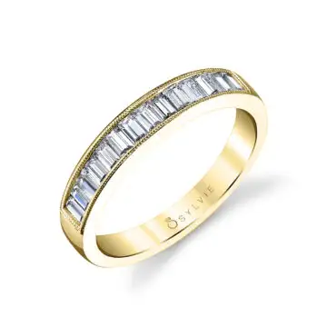 White Gold Baguette Wedding Band - Adele