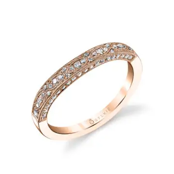 White Gold Modern Vintage Wedding Band - Barbara