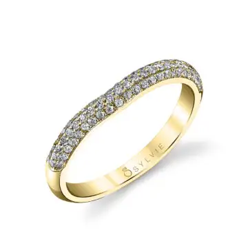 White Gold Unique Pave Diamond Wedding Band - Naomie