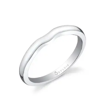 White Gold High Polish Wedding Band - Carina