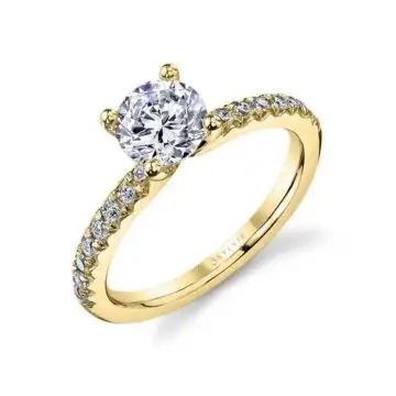 White Gold Round Cut Classic Engagement Ring - Heidi