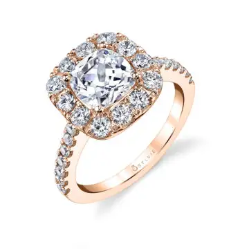 White Gold Cushion Cut Classic Halo Engagement Ring - Olivia