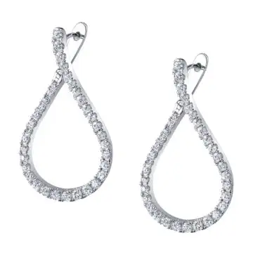 White Gold Modern Diamond Hoop Earrings - 1.5 Carat