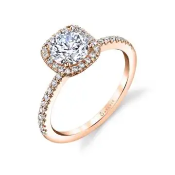 White Gold Round Cut Classic Halo Engagement Ring - Camilla