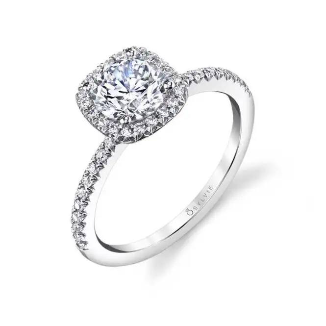 Round Cut White Gold Classic Halo Engagement Ring - Camilla