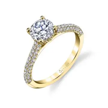 White Gold Round Cut Micro Pave Classic Engagement Ring - Elienor