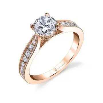 White Gold Round Cut Modern Classic Engagement Ring - Mona