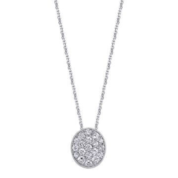 White Gold Oval Diamond Pave Necklace