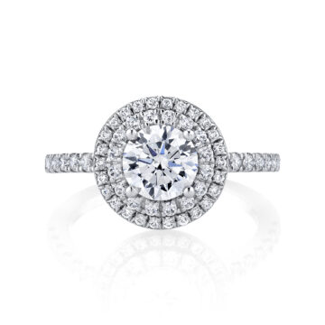 Round Cut Double Halo Engagement Ring - Claudia