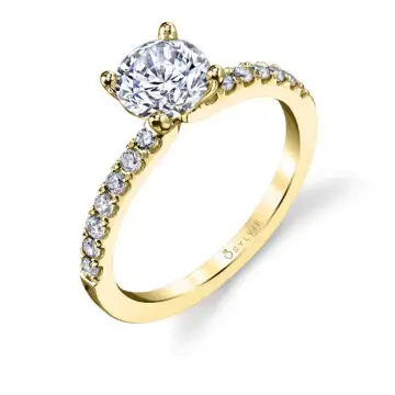 White Gold Round Cut Classic Engagement Ring - Celeste