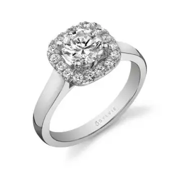 White Gold Cushion Cut Engagement Ring - Therese