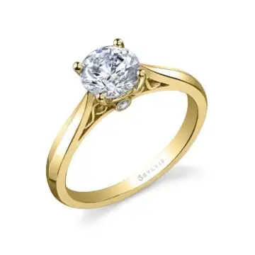 White Gold Round Cut High Polish Solitaire Engagement Ring - Carina