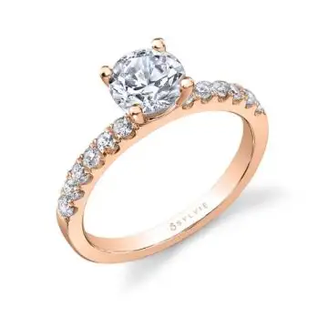 White Gold Round Cut Classic Engagement Ring - Lyna