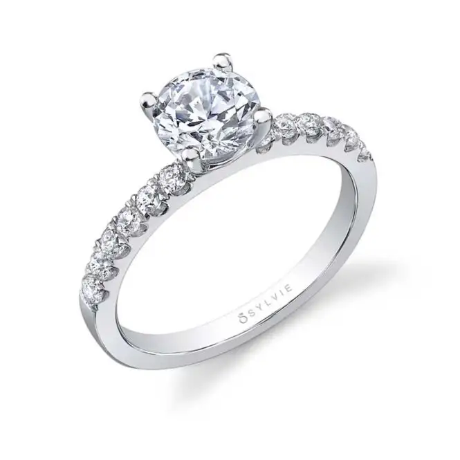 Round Classic White Gold Engagement Ring - Lyna