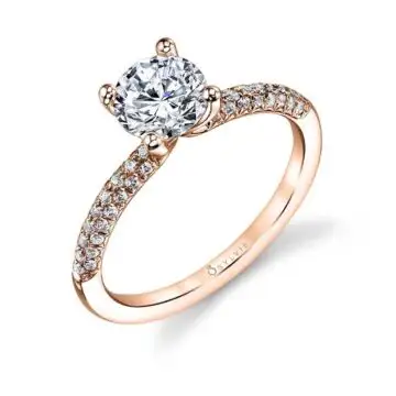 White Gold Round Cut Classic Pave Engagement Ring - Daphne