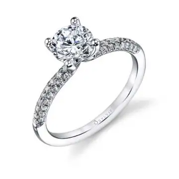 Round Cut Classic Pave Engagement Ring - Daphne