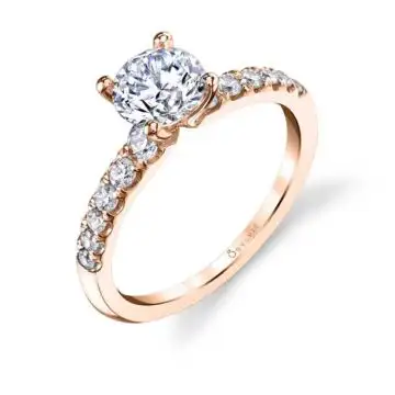 White Gold Round Cut Classic Engagement Ring - Celine