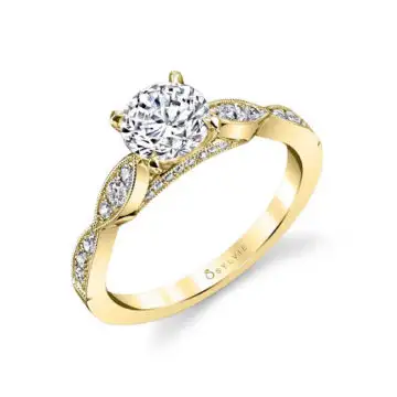 White Gold Round Cut Stackable Engagement Ring - Esmé