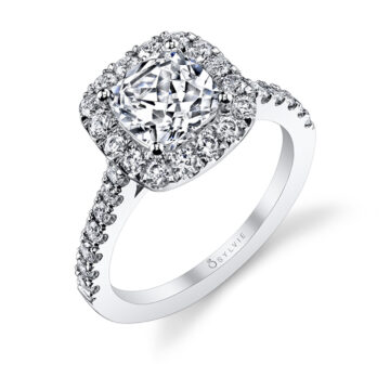 Cushion Cut Two Tone Classic Halo Engagement Ring - Jacalyn