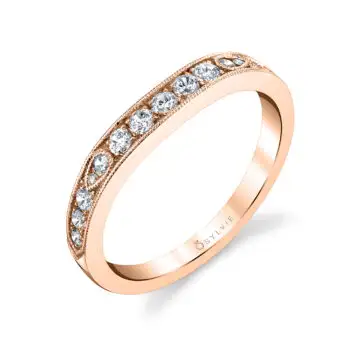 White Gold Milgrain Diamond Wedding Ring - Chereen