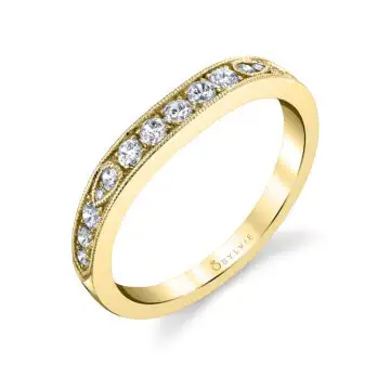 White Gold Milgrain Diamond Wedding Ring - Chereen