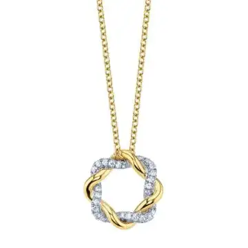 White Gold Two-Tone Diamond Swirl Pendant