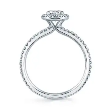 White Gold Oval Cut Classic Halo Engagement Ring - Vivian