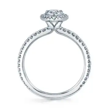 White Gold Pear Shaped Classic Halo Engagement Ring - Vivian