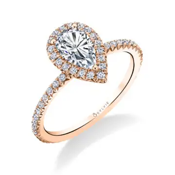 White Gold Pear Shaped Classic Halo Engagement Ring - Vivian