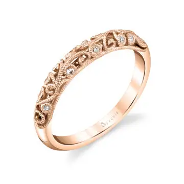 White Gold Modern Vintage Wedding Ring - Elaina