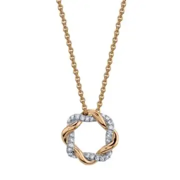 White Gold Rose Gold Diamond Swirl Pendant