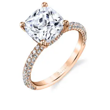 White Gold Cushion Cut Classic Pave Engagement Ring - Jayla