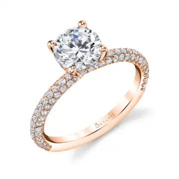 White Gold Round Cut Classic Pave Engagement Ring - Jayla