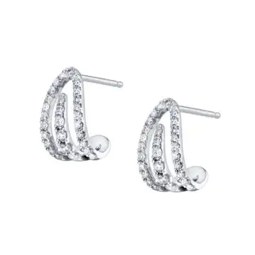 White Gold Petite Diamond Huggie Earrings