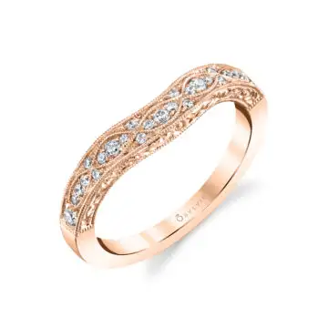 White Gold Round Cut Vintage Wedding Band - Seraphina