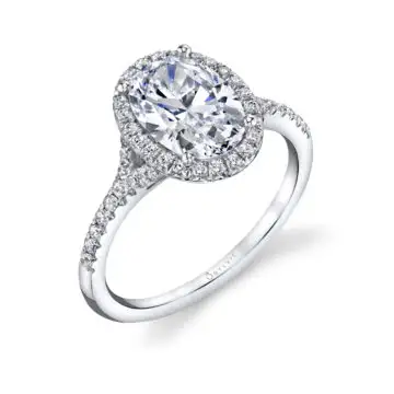 Oval Halo with 3D Diamond Encrusted Shank & Basket | Miss Diamond Ring