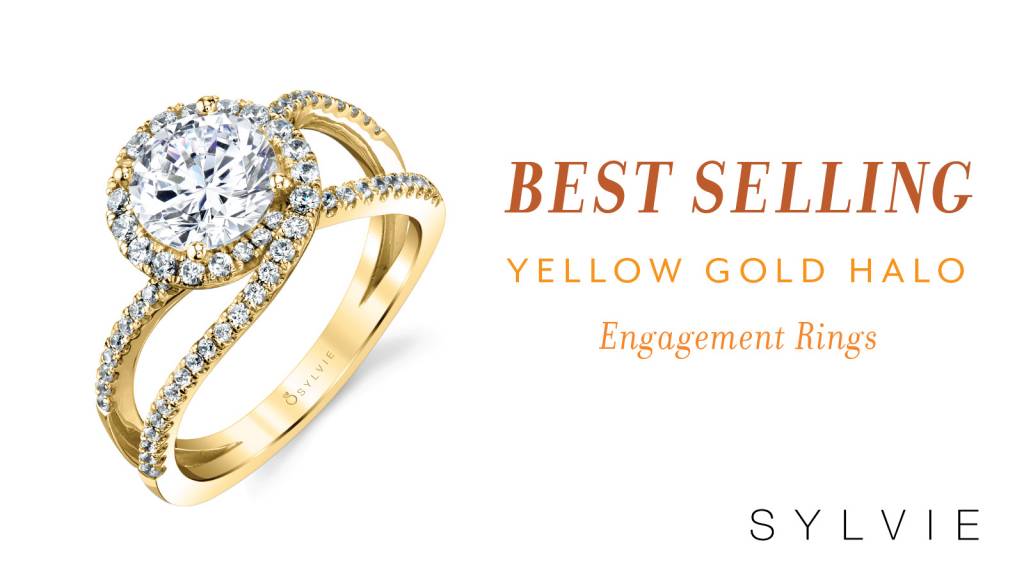 Best Selling Yellow Gold Halo Engagement Rings -Sylvie Jewelry