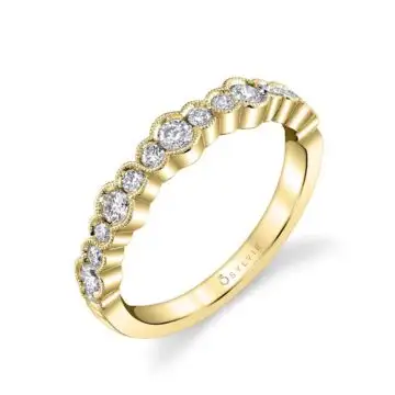 White Gold Unique Yellow Gold Stackable Wedding Band - Sophia