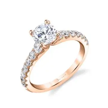 White Gold Round Cut Classic Engagement Ring - Veronique