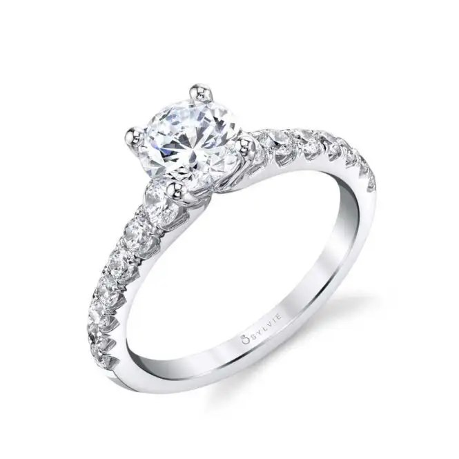 Round Cut Classic Solitaire Engagement Ring White Gold - Veronique