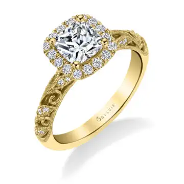 White Gold Cushion Cut Vintage Engagement Ring - Rochelle