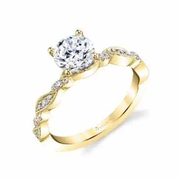 White Gold Round Cut Unique Engagement Ring - Valerie