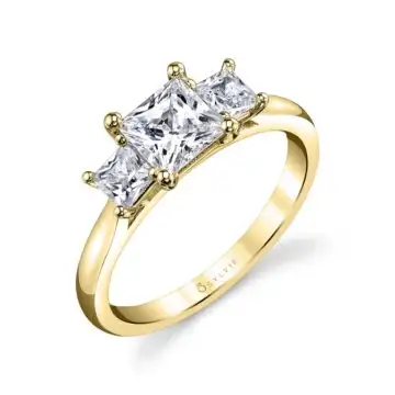 White Gold Princess Cut Three Stone Engagement Ring - Micheline