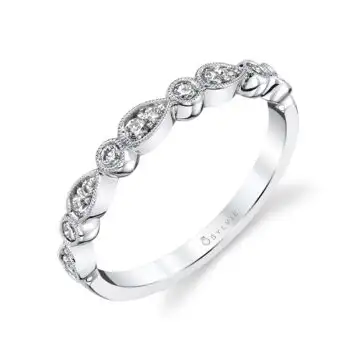 White Gold Diamond Stackable Wedding Band - Brynna