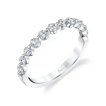 White Gold Stackable Wedding Band 0.56 CT