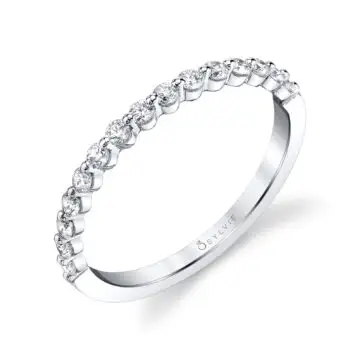 White Gold Stackable Wedding Band - Cerise