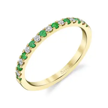 White Gold CLASSIC YELLOW GOLD EMERALD & DIAMOND WEDDING BAND