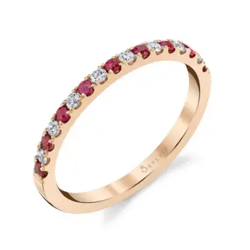 White Gold CLASSIC ROSE GOLD RUBY & DIAMOND WEDDING BAND