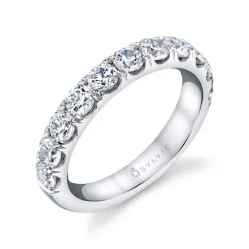 Classic Wedding Band with Shared Prongs